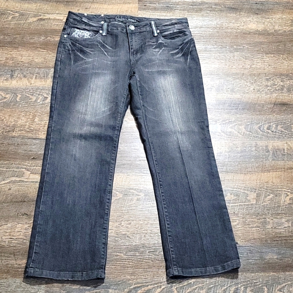 Gently Loved women's jeans by suko jeans size 12 loads of jewels blue/black fade